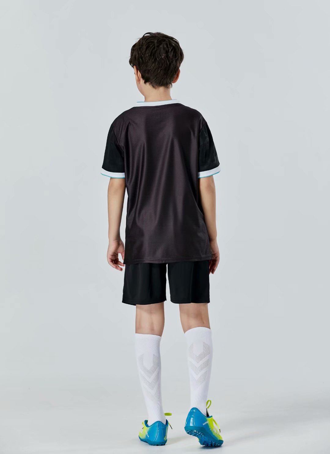 

#045 Football uniform men+kids soccer Jersey printing team custom track and field sports short-sleeved shirt, Black;yellow