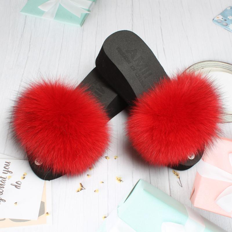 

Dress Shoes 2021 Women Natural Fur Slippers Genuine High-end Indoor Outdoor Fashion Casual Flat Fluffy Furry Sandals, Color 8