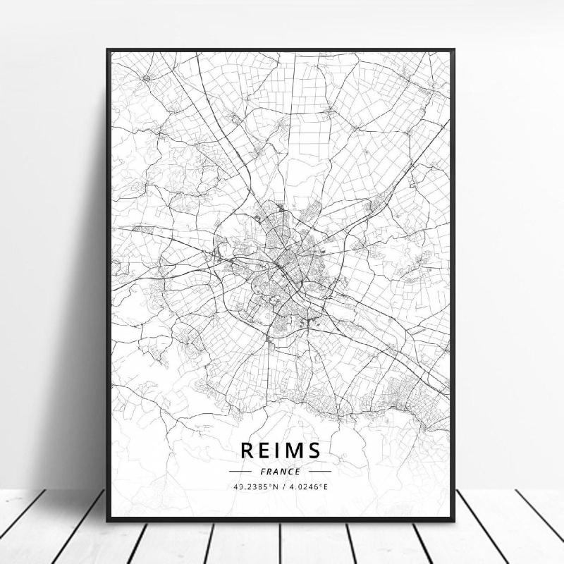 

Paintings Nancy Reims Valenciennes Perpignan Dijon Le Havre France Canvas Art Map Poster Home Decor