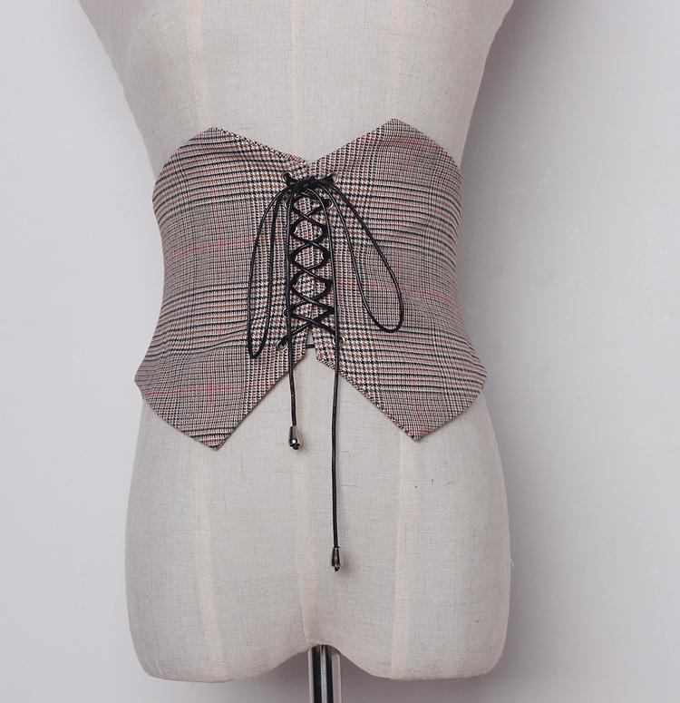 

Belts Women's Runway Fashion Plaid Fabric Cummerbunds Female Dress Corsets Waistband Decoration Wide Belt TB1211, Black