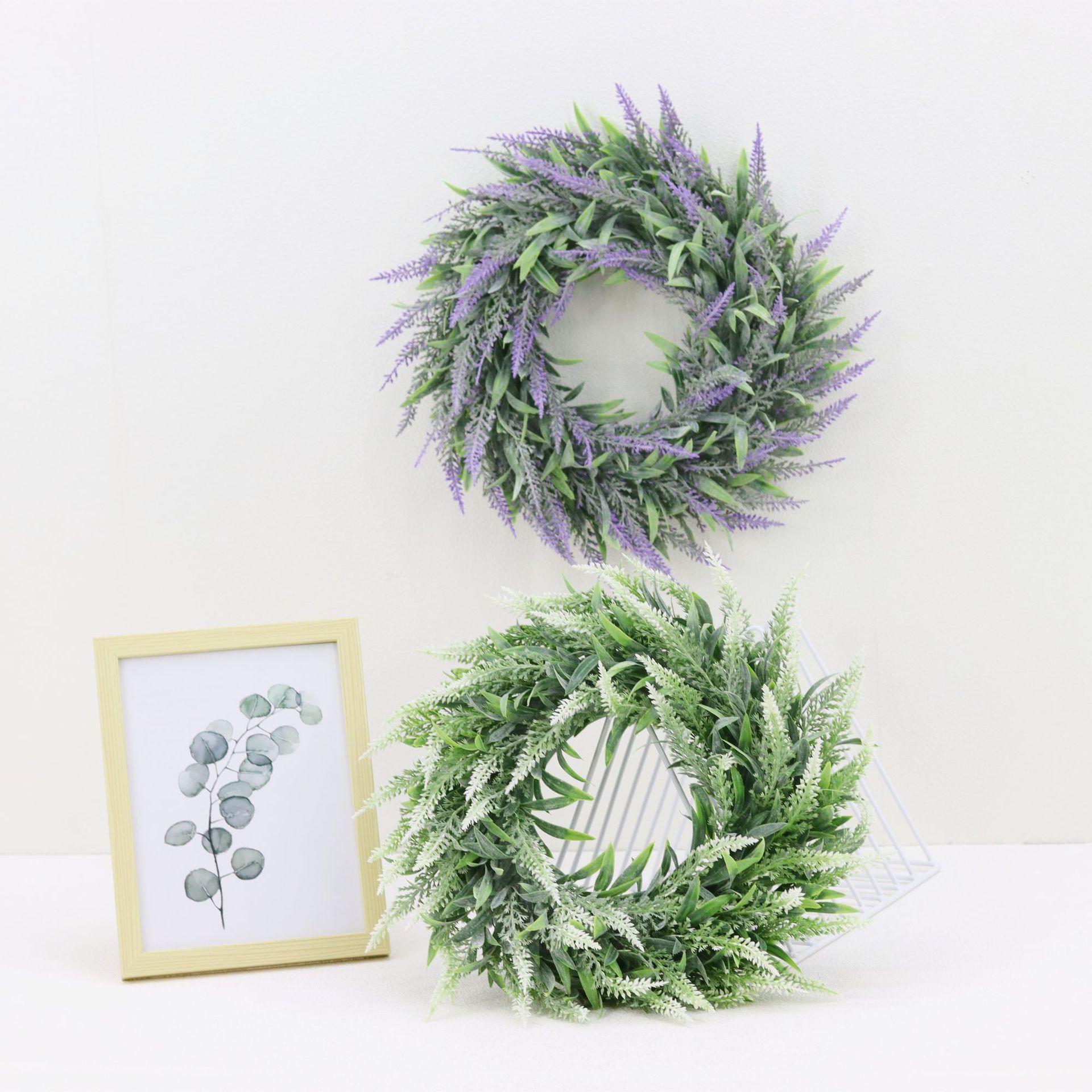 

Artificial Plant Garland Plastic Flower Wreath Home Door Decoration Hanging Ornaments Wedding Backdrops Mall Window Layout, White