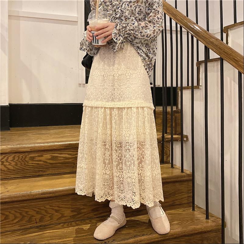 

womens skirts long lace skirt spring summer korean retro elegant wedding a line pleated tulle female maxi, Black