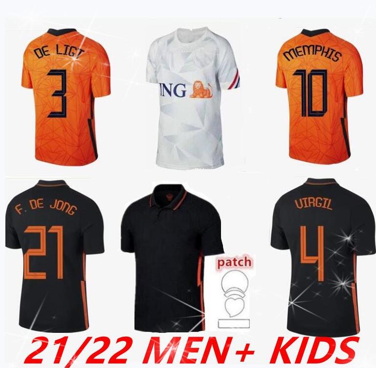 

20 21 Netherlands man soccer jersey home away DE JONG Holland MEMPHIS STROOTMAN VAN DIJK VIRGIL LIGT BEEK 2021 football shirt, Black;yellow