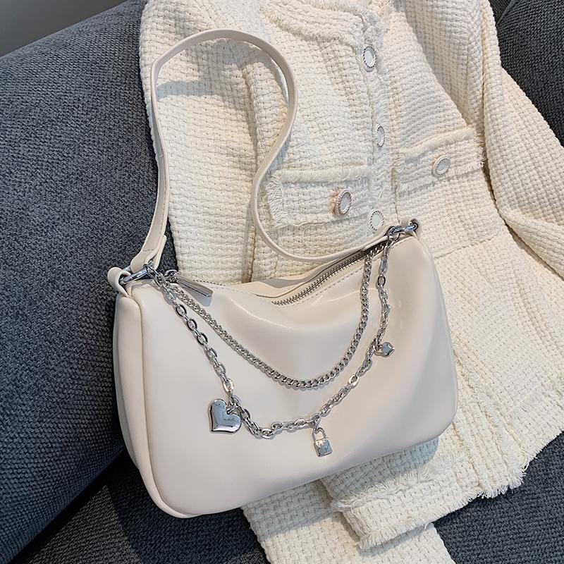 

Evening Bags Women's Shoulder Bag Fashion Light Luxury Texture Ladies Handbag Solid Color All-Match Chain Underarm 2022 Spring