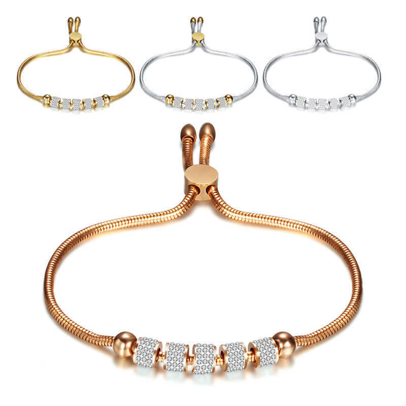 

Modyle Party Jewelry Adjustable Snake Bracelet for Women Four Colors Stainless Steel Brilliant Cz Bracelet Jewelry Pulseira Q0719
