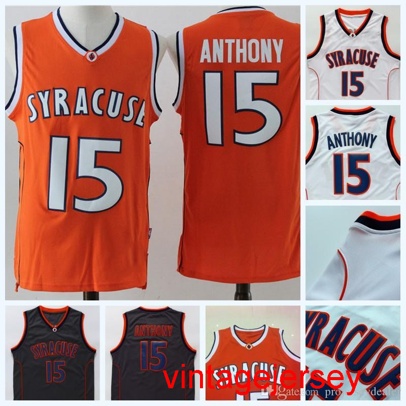 

Syracuse #15 Carmelo Anthony Jerseys Mens Carmelo Anthony NCAA College Basketball Jersey Double Name and Number Size -XXL, Black