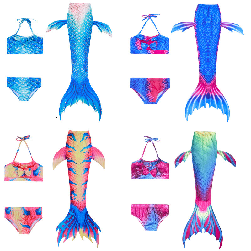 

2021 children's mermaid three piece girls bikini swimsuit, White;black