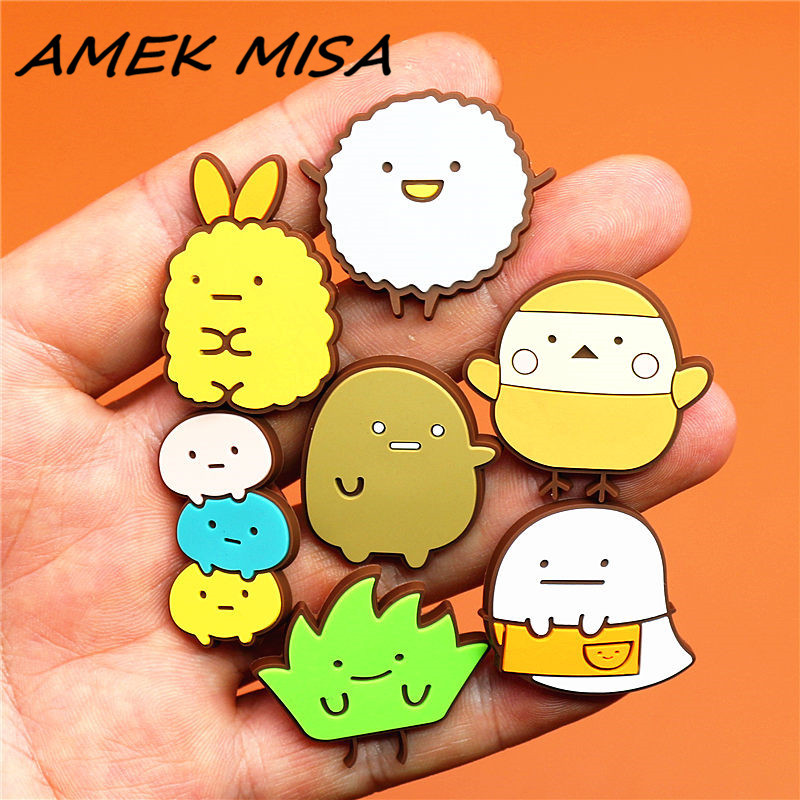 

10 unids / set of Japanese cartoon shoes charm decoration San-X buckle accessories suitable for Croc jibz party gift children J0602, White;pink
