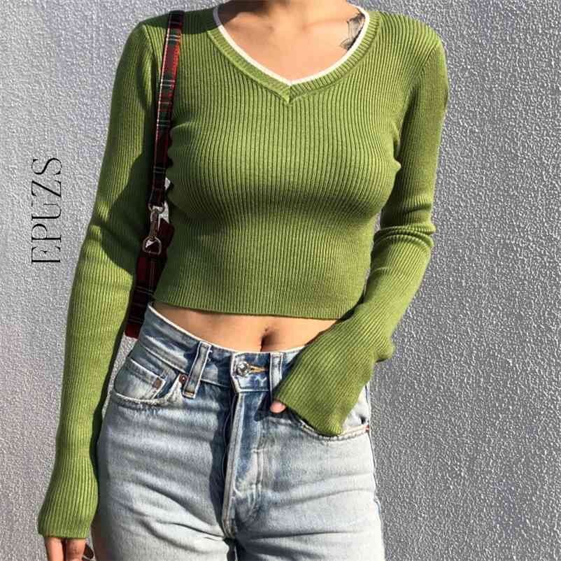 

kawaii sexy crop sweater women pink knitted  Streetwear winter clothes pullover full 210521, Yellow