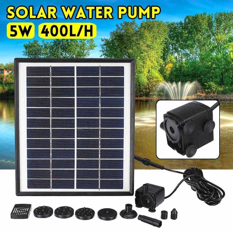 

5W Solar Garden Fountain 400L/H Pump Fountains Waterfalls Power Bird Powered Water Decorations