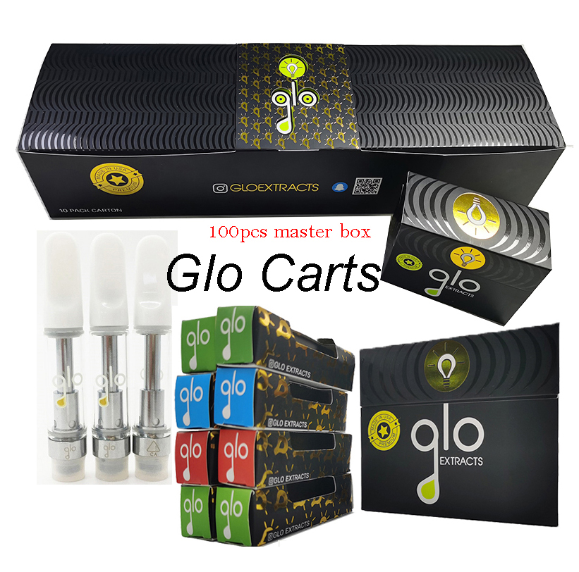 

Glo Extracts Carts Atomizer Glass Tank Thick Oil Vape Cartridges Packaging 1ml 0.8ml Empty Vaporizer Pen Cartridge 510 Thread Ceramic Coil Atomizers
