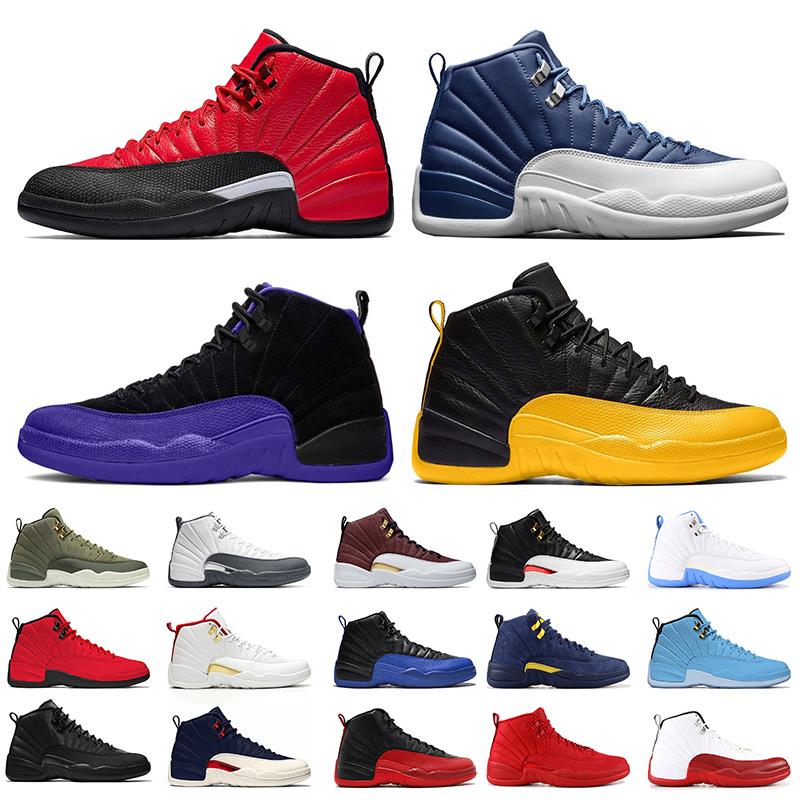 

Reverse Top 2020 Jumpman 12 XII women mens basketball Flu 12s New shoes Stone Blue Gold trainers University Game Dark Concord sneakers Wuex, Black