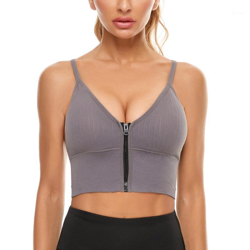 

Camisoles & Tanks Women Bra Front Zip Closure Push Up Padded Bras Breathable Sexy Lingerie Fitness Underwear, Beige