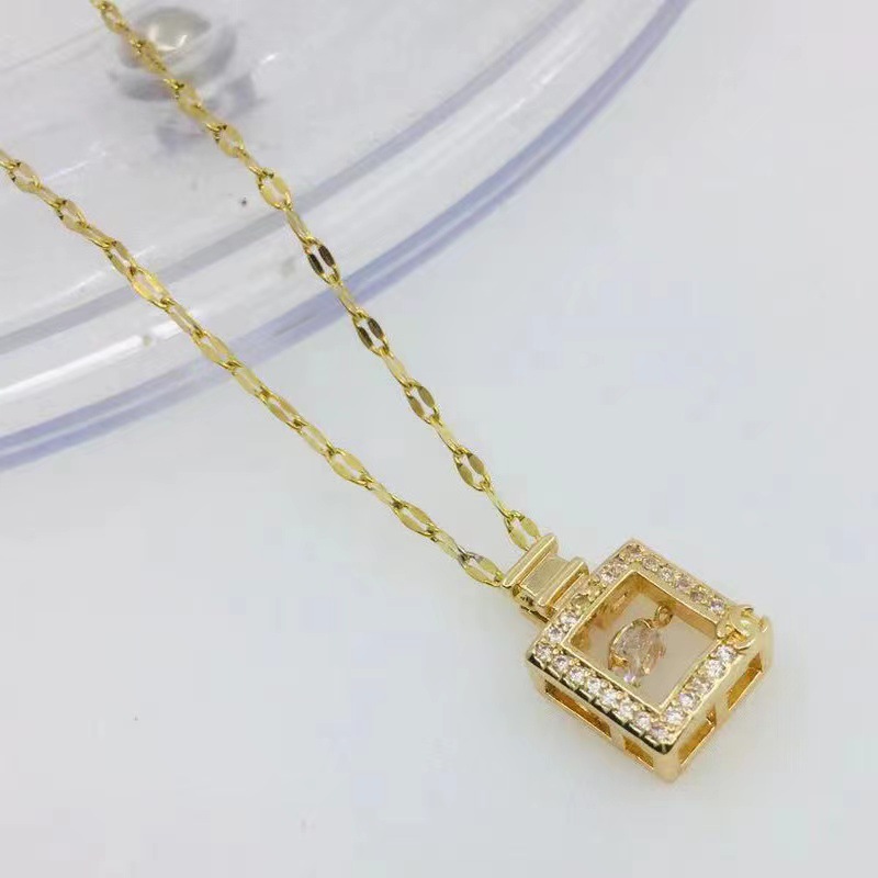 

Pendant Necklaces Light Luxury Minority Design Smart Perfume Bottle Titanium Steel Ins Female Online Influencer Simple Graceful Clavicle Chain Factory Direct
