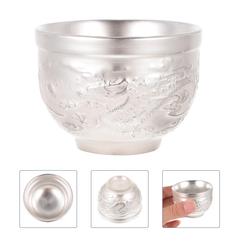 

Disposable Cups & Straws 1Pc Practical Silvered Tea Cup Chinese Delicate Teaware