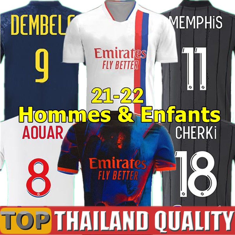 

20 21 22 soccer jerseys 4th 2021 DEMBELE TRAORE MEMPHIS digital fourth football shirt set 2022 T. MENDES Aouar BRUNO G Men Kids Kit uniform, 2020 home + patch - men