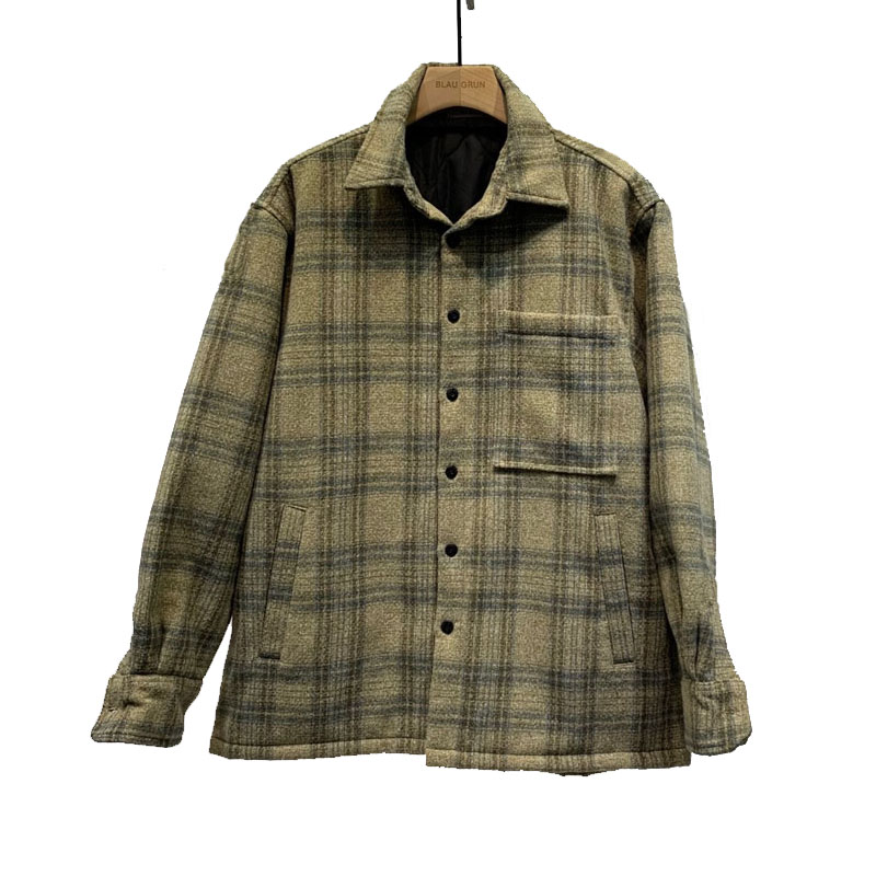 

Japanese Loose Cotton Coat 3 Colors Optional Brown Plaid Jacket Casual Outerwear, Khaki