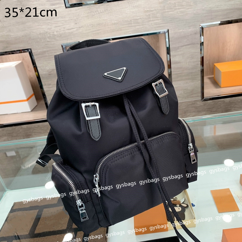 

2021 Designers Students School Bags Luxury Mens Backpakcs Large Capacity Nylon Solid Black with Triangle Fashion Outdoor Mountaineering Back, Black 1(with l*g*)