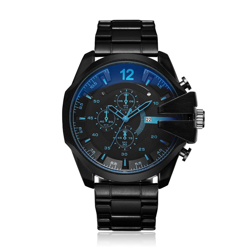 

Designer Watches Men Large Dial Quartz Casual Watch Leather Stainless Steel Strap Clock Montres Homme, 4323