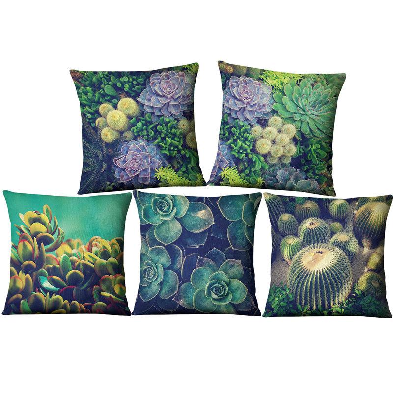 

Tropical Succulent Plants Cactus Pillow Cover Beautiful Linen Cushion For Sofa Seating Living Room Home Decor Case Cushion/Decorative