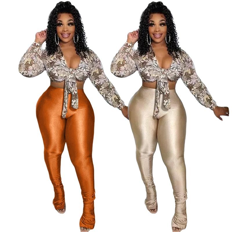 

Women's Leggings Satin Stacked Sweatpants Women Autumn Joggers Sexy High Waisted Hem Split Vintage Pants Club Wear Trousers Night Clubwear, Bronze