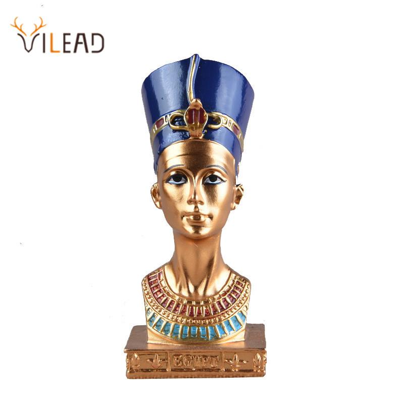 

11.5cm Resin Egyptian Queen's Head Figurines Retro Character Crafts Cleopatra Ornaments Home Decoration Accessories Gifts Decorative Objects