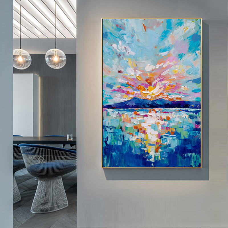 

Abstract Posters And Prints Canvas Painting Wall Art Pictures For Living Room Home Decor Colorful Clouds Sea Wave Landscape