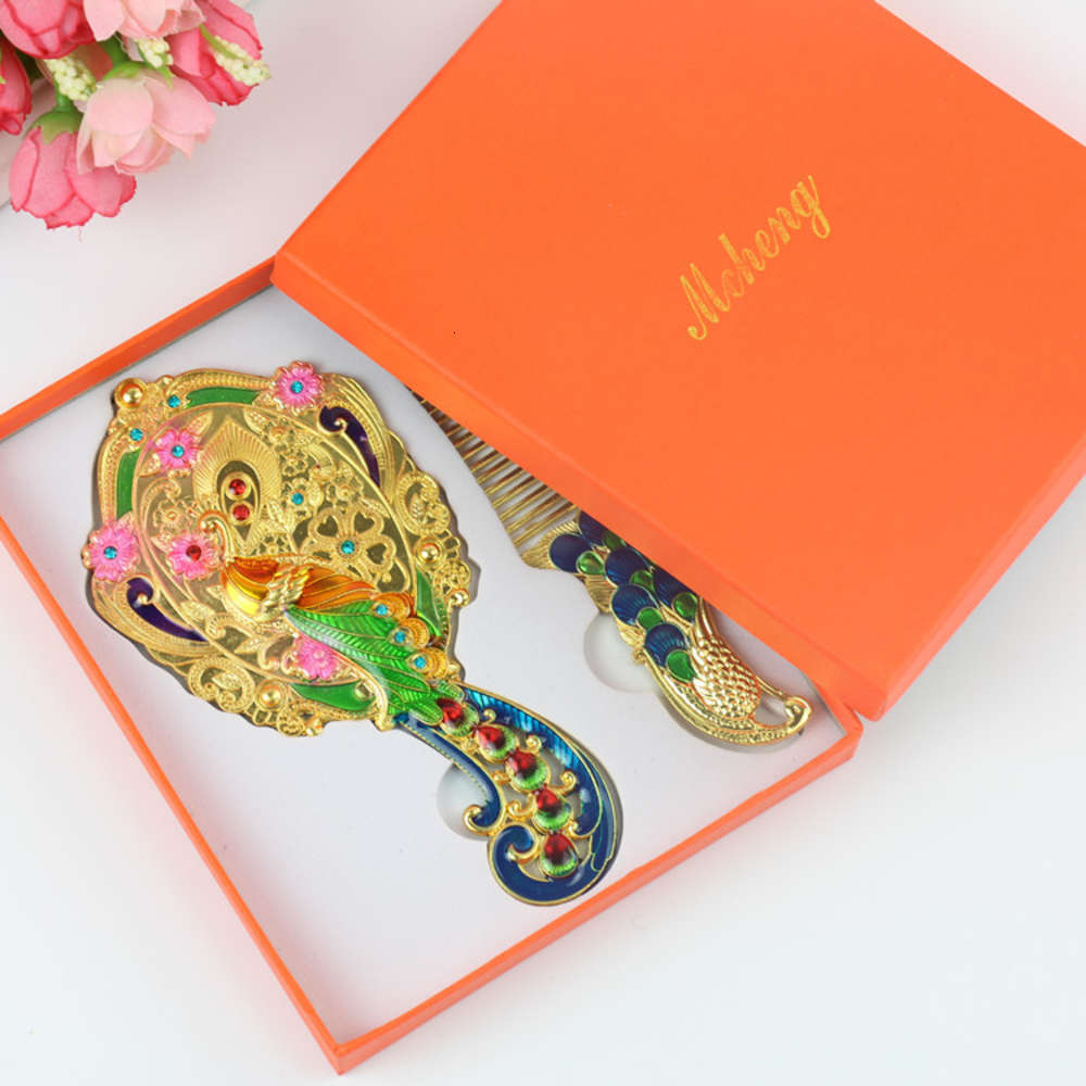 

Grade High Make-up Mirror Peacock Folding Handle Gift Carrying Dressing