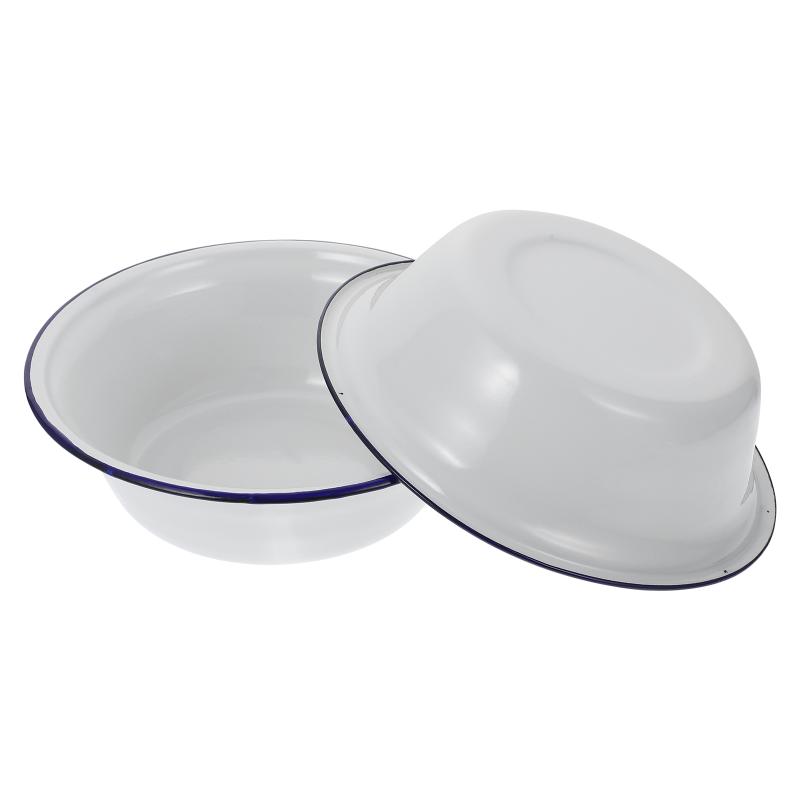 

Bowls 2pcs Enamel Washing Basins Enamelware Soup Basin For Home (White)