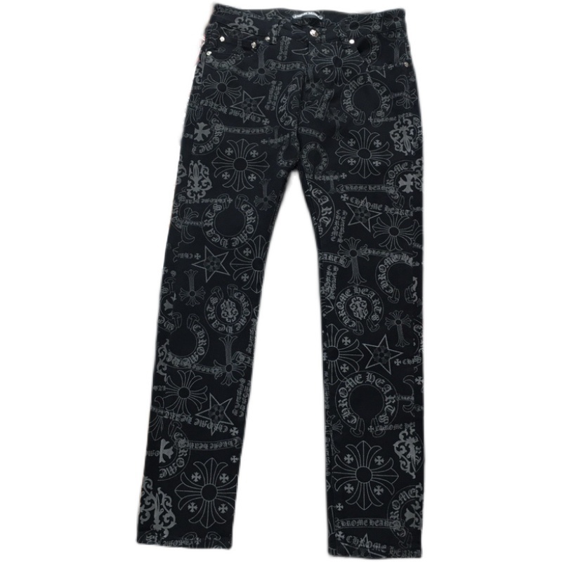 

Chrome-Hearts Spring Chaokeluoxin 2021 and Summer New Personalized Classic Trend Versatile Young Love Pure Black Print Jeans
