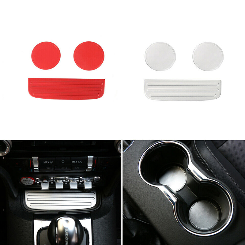 

Aluminum Alloy Car Cup Mat Holder Non-slip Mats Decoration Cover For Ford Mustang 15+ Interior Accessories