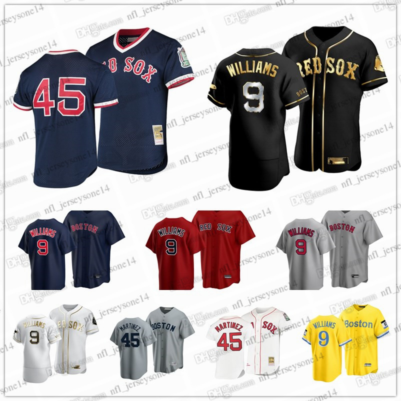 

custom red mens Women youth sox white gray 45 pedro martinez 9 ted williams 2021 alternate Throwback jerseys, Black
