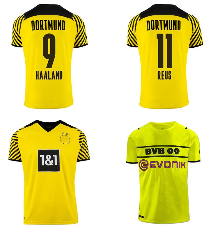 21 22 Jersey de football de Dortmund 2021 2022 Haaland Reus Borussia Shirts de football Reyna Hummels Brandt Bellingham Maillot de pied Men + Kit