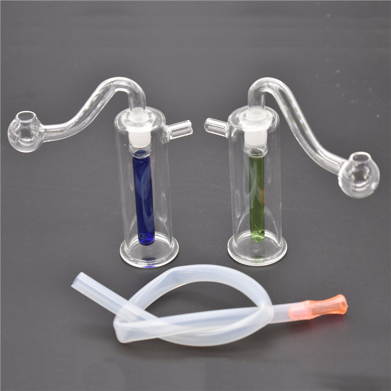 

Protable 8cm Amber/Blue/Green 10mm glass oil burner rig bong Cheap mini Glass downstem smoking water bongs