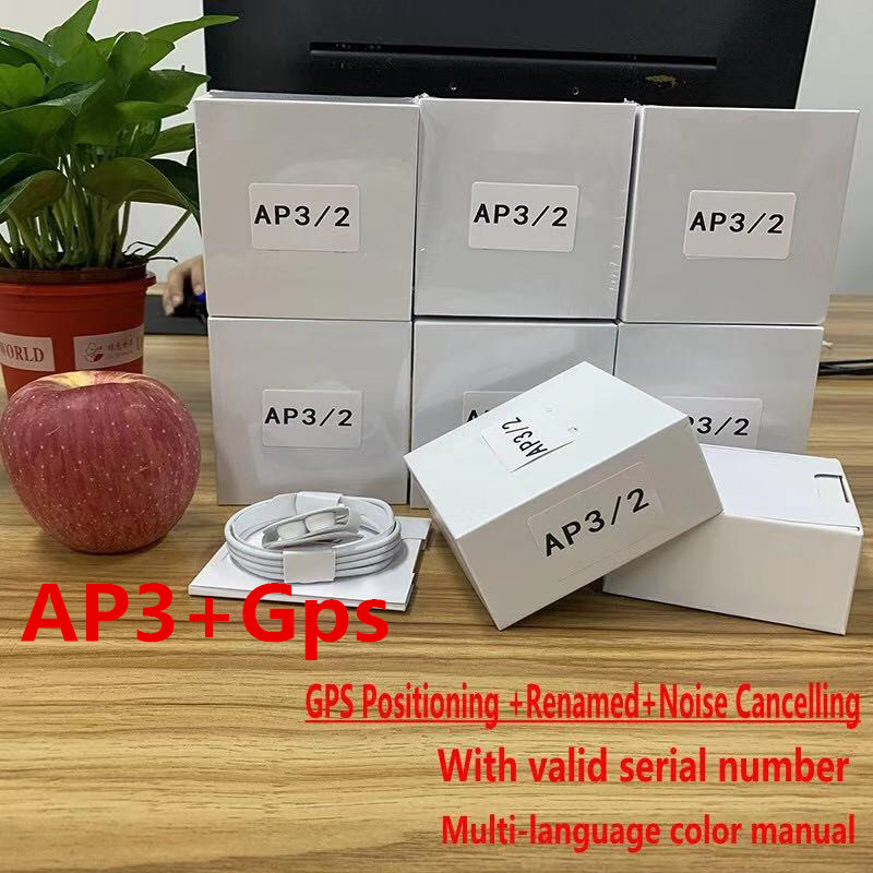 

GPS Rename Gen Air Pro AP3 H1chip transparent metal hinge wireless charging bluetooth headset PK AP2 AP3 third, Blue;gray