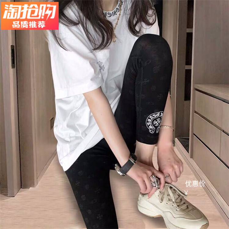 

Hong Kong crosin ch fashion brand dark cross tight elastic high waist sports women's Yoga Leggings, Black