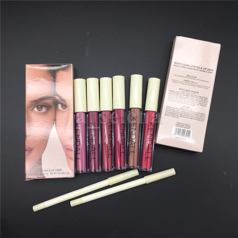 

Matte Liquid Lipstick Lip Gloss Lipliner 2pcs set Lips liner Lipgloss Makeup Kit 6 Color, Mixed color