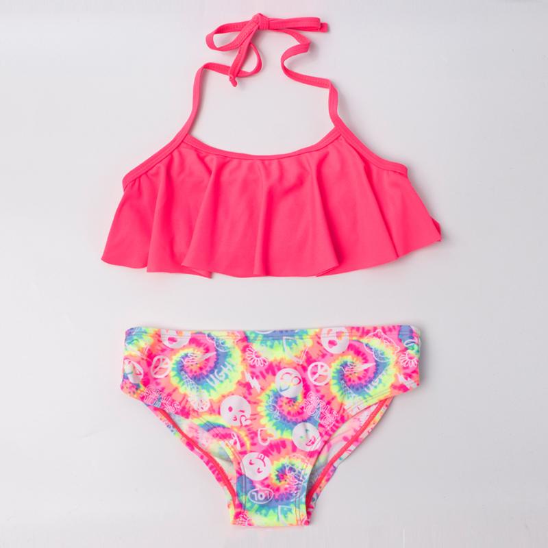 

Halter Top Girl Swimsuit Swimwear Falbala Bikini Set 5-12 Years Children's Print Girls Bathing Suit Beachwear 2021 One-Piece Suits