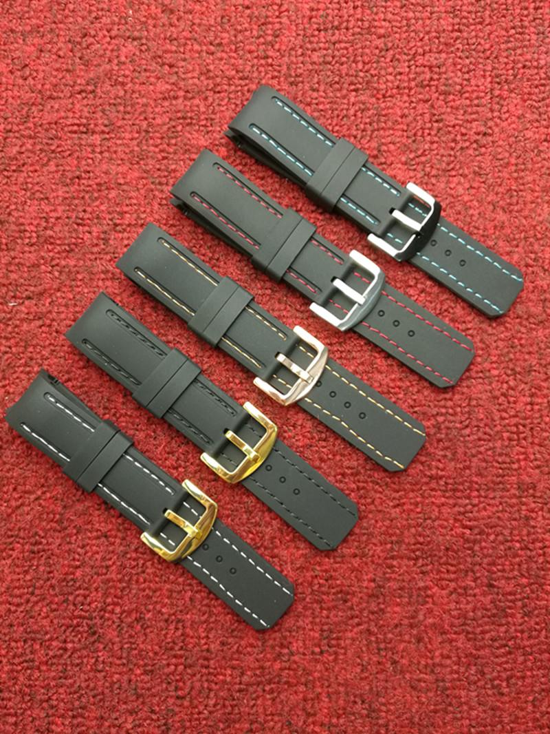 

Watch Bands Up To Date! Silicone Strap 22mm Elbow Radius Stitch Suture Rubber Soft And Sweat Resistant Accessories