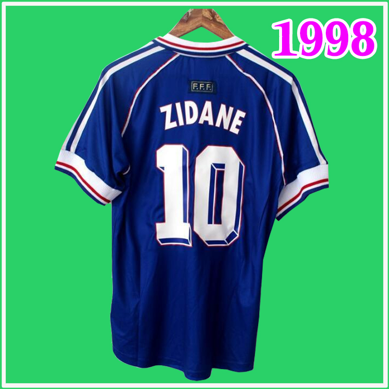 

10# ZIDANE 1998 FRANCE RETRO VINTAGE Soccer Jerseys HENRY MAILLOT DE FOOT 1996 2000 2002 2006 Home Away Thailand Quality uniforms Football shirt Men, Fr 2020 new home with 2018 patch