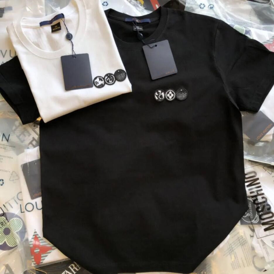 

Designer brand T Shirt 2022 new cotton embroidered round collar chest for men and women Korean short sleeve couples home base comfort size -6XL, Black