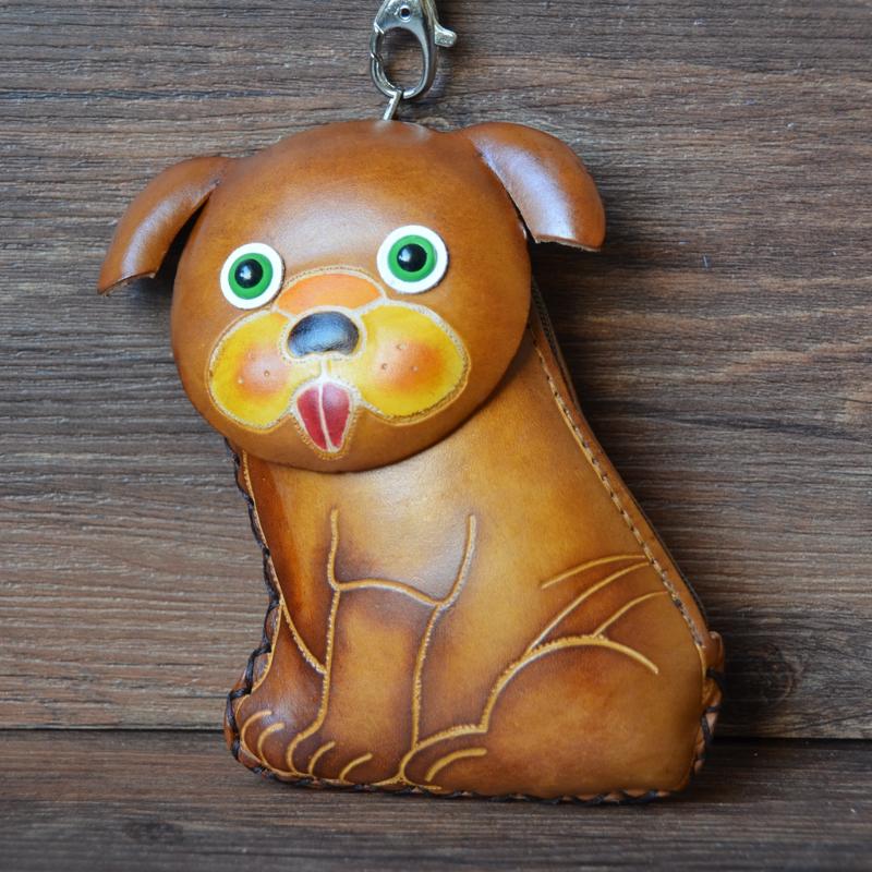 

Wallets Handmade Wallet Genuine Leather Coin Purse Animal Dog Design First Layer Cowhide Bag Mini, Red;black