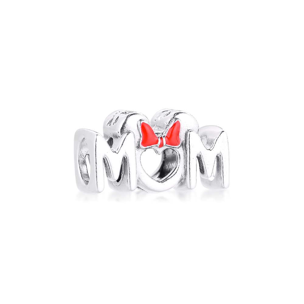 Sterling Silver Charms Mother's Day Mouse Bow & Mum Charm 2021 Fashion Female Beads For Jewelry Making Fits Original Bracelets
