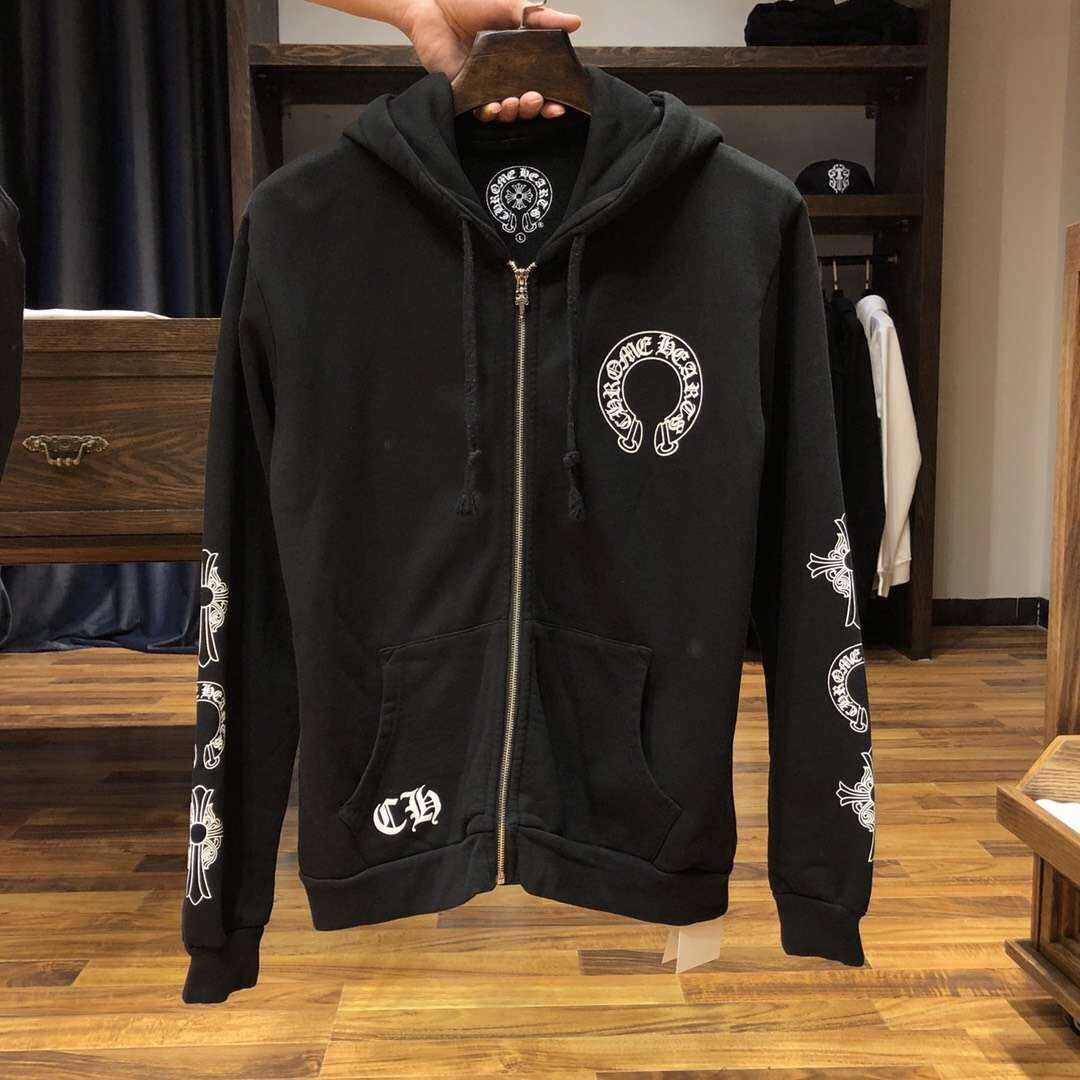 

Horseshoe Hearts/chrome Cross Crosin t Sanskrit Hooded Zipper Men's and Women's Sweater Coats, Black