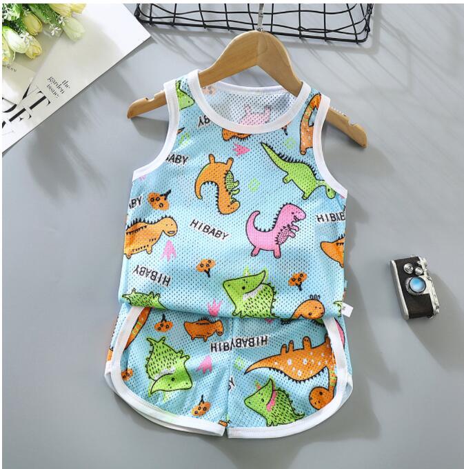 

[Stock in IDN ]Boys Girls Clothing Set 1-5Y Kids Cute Cartoon Printed Cotton Short Sleeve Tshirt+Shorts, A1
