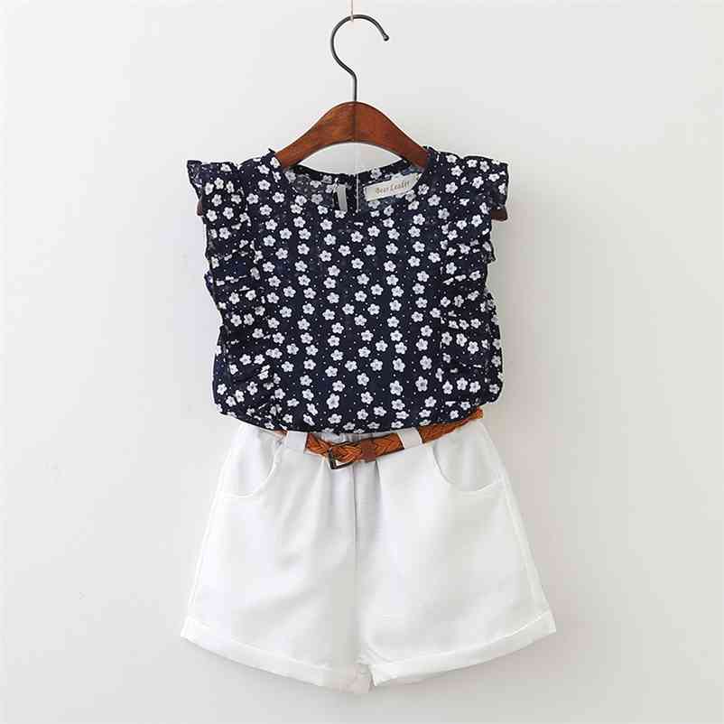 

Girls Set Fashion Print Summer Kids T-shirt Pants Children's Suit Little Clothes Boutique Outfits 210429, Az803-pink