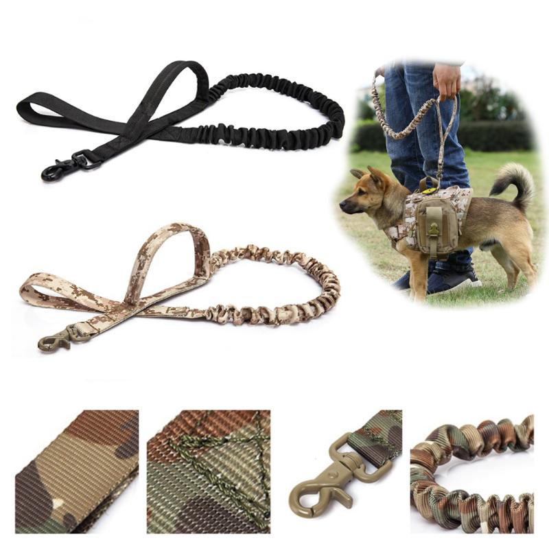 

Tactical Dog Leash 2 Handle Quick Release Cat Pet Elastic Leads Rope Bungee Training Leashes Supplies Collars