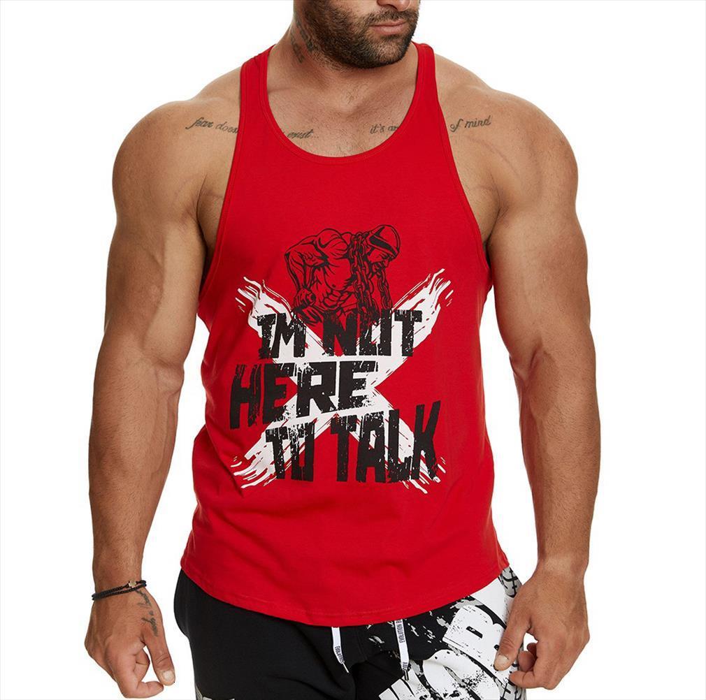 

mens large print tank bodybuilding gyms fitness sleeveless shirt male running cotton sports singlet vest clothing, White;black
