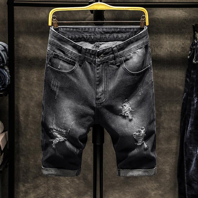 

Men's Shorts Denim Male Summer Jeans Men Jean Bermuda Skate Board Harem Mens Jogger Ankle Ripped Wave Nice, Black