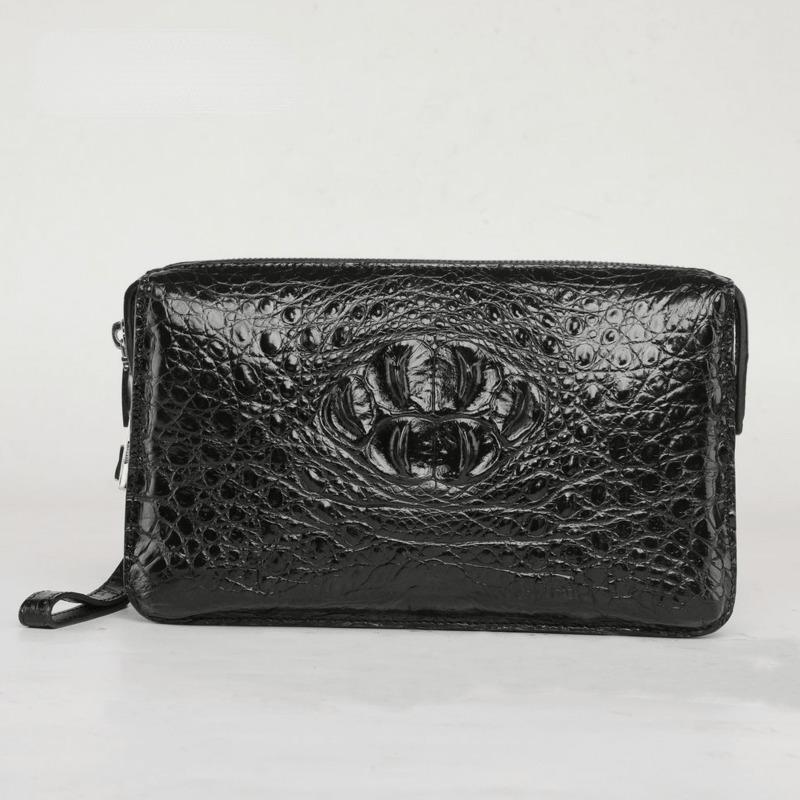 

Wallets Alligator Skin Men Business Single Pull Code Lock Handbag Genuine Leather Cozy Clip Bag High Quality Clutch Fashion, Black
